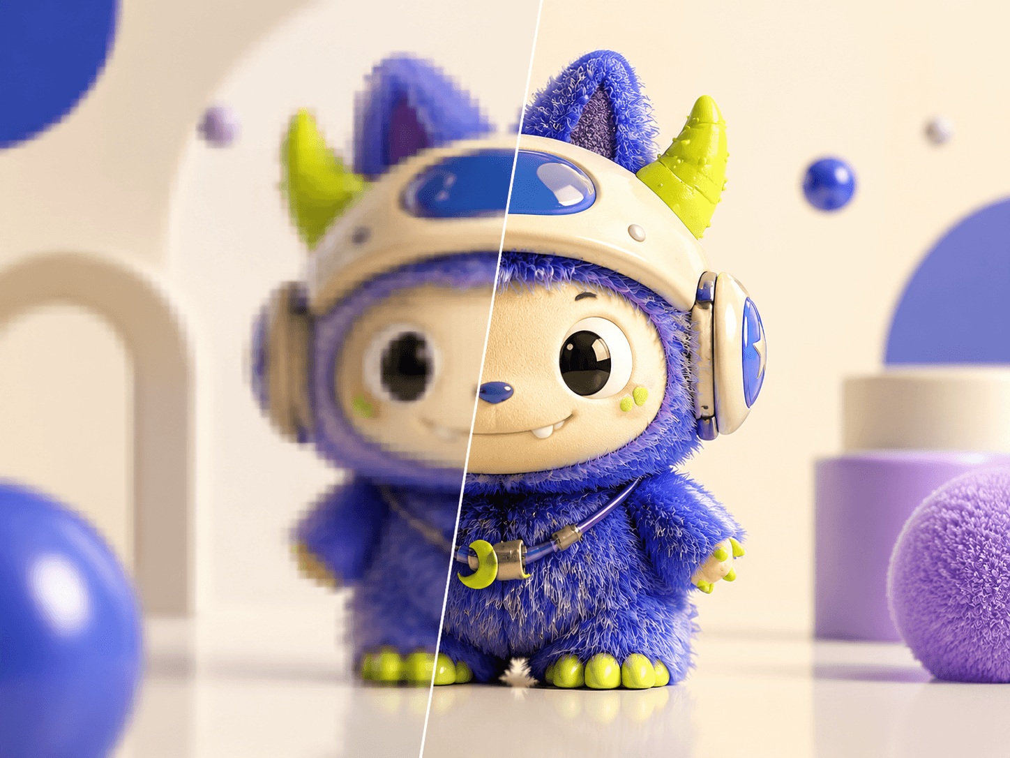 Low-resolution and high-definition detail comparison